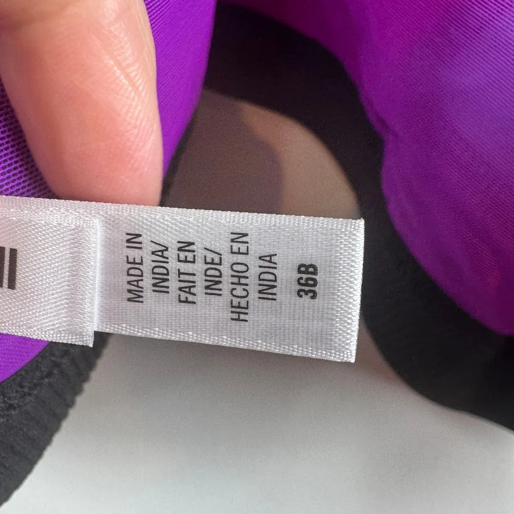 Victoria's Secret VSX Sports Bra‎ Purple Teal Front Zip Underwire Padded 36B